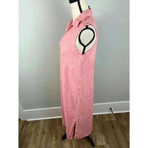 Herman Geist 100% Linen Maxi Dress 8P Collar Sleeveless Lagenlook Minimalist - Picture 4 of 9